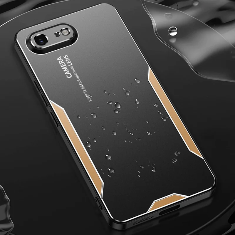 For iPhone 16e Phone Case Aluminium Alloy TPU PC Back Cover - Gold