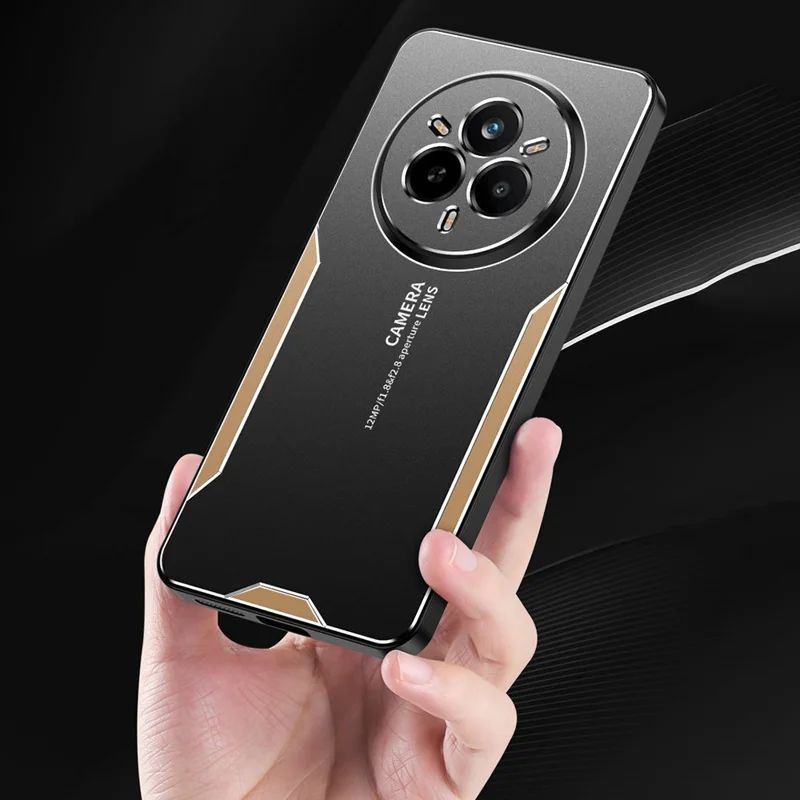 Per Realme 14 Pro 5G Custodia per telefono Lega di alluminio TPU PC Back Cover - Oro
