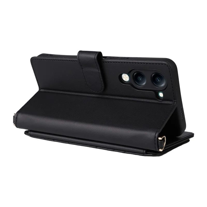 Étui pour vivo Y04 4G / Y29s 5G avec Bandoulière Portefeuille en Cuir pour Téléphone - Noir