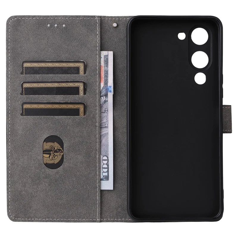 For vivo Y04 4G / Y29s 5G Case Wallet RFID Blocking PU Leather Cover Viewing Stand - Black