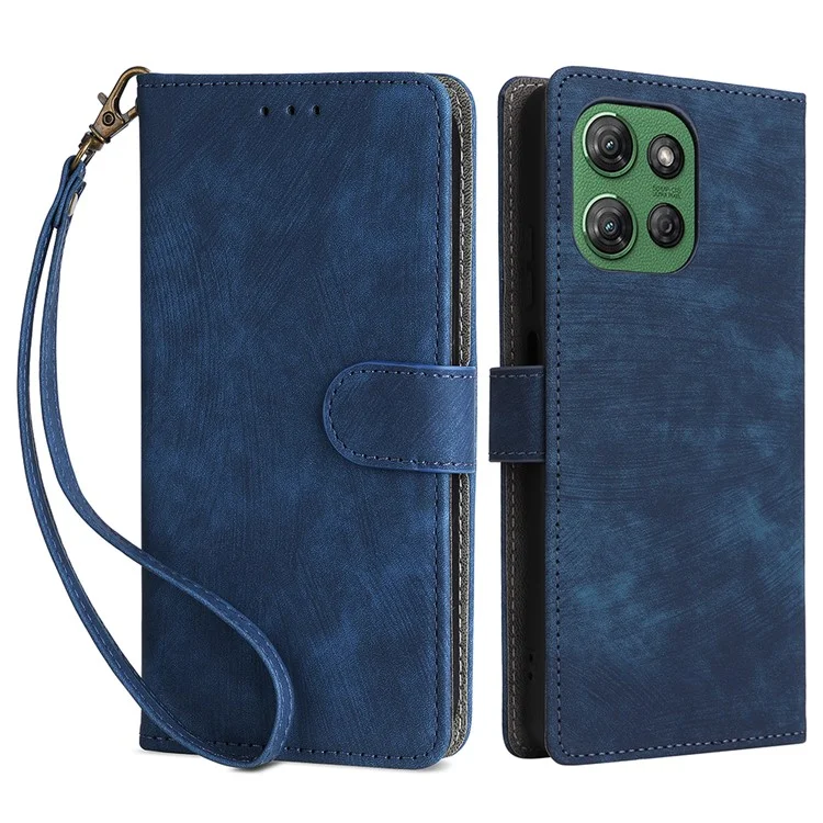 For Motorola Moto G Power (2025) / G Play (2025) 5G Case Wallet RFID Blocking PU Leather Cover Viewing Stand - Blue