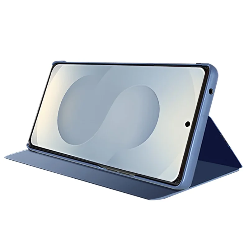 For Samsung Galaxy S25 Edge Case View Window Stand Leather Flip Phone Cover - Sky Blue