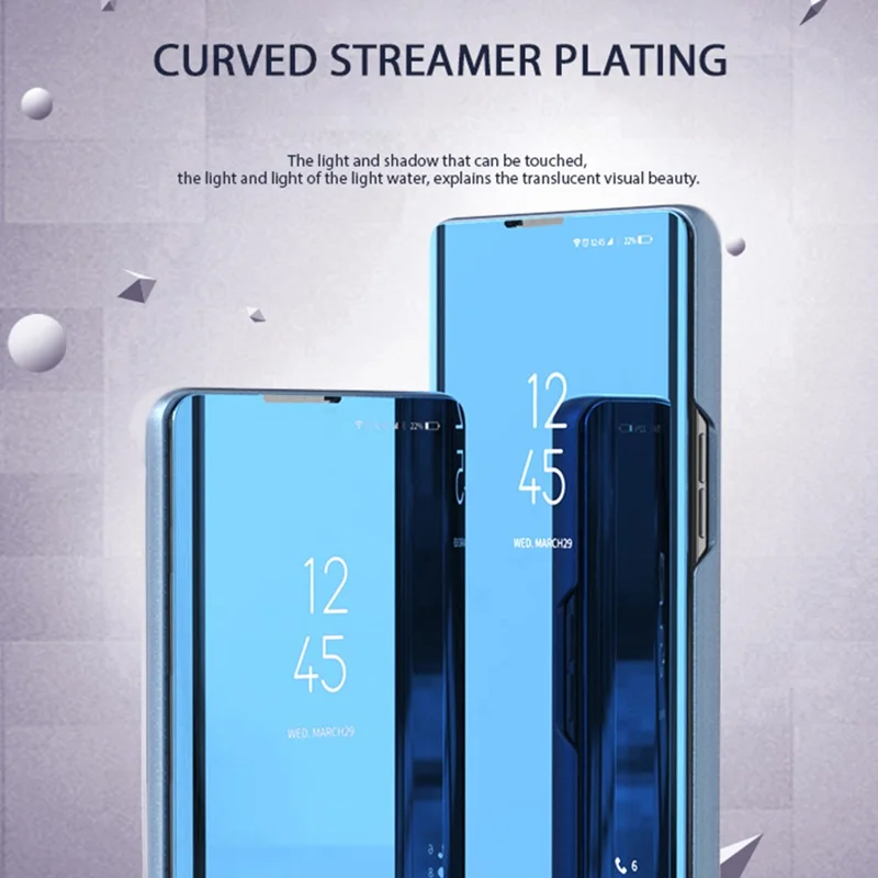 For Samsung Galaxy S25 Edge Case View Window Stand Leather Flip Phone Cover - Sky Blue