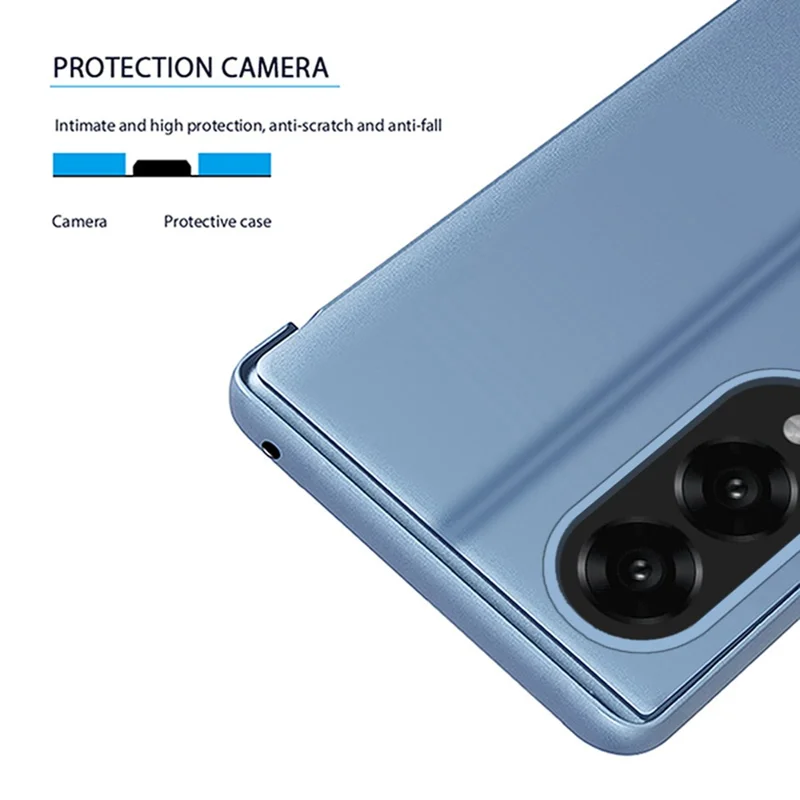 For Samsung Galaxy S25 Edge Case View Window Stand Leather Flip Phone Cover - Sky Blue