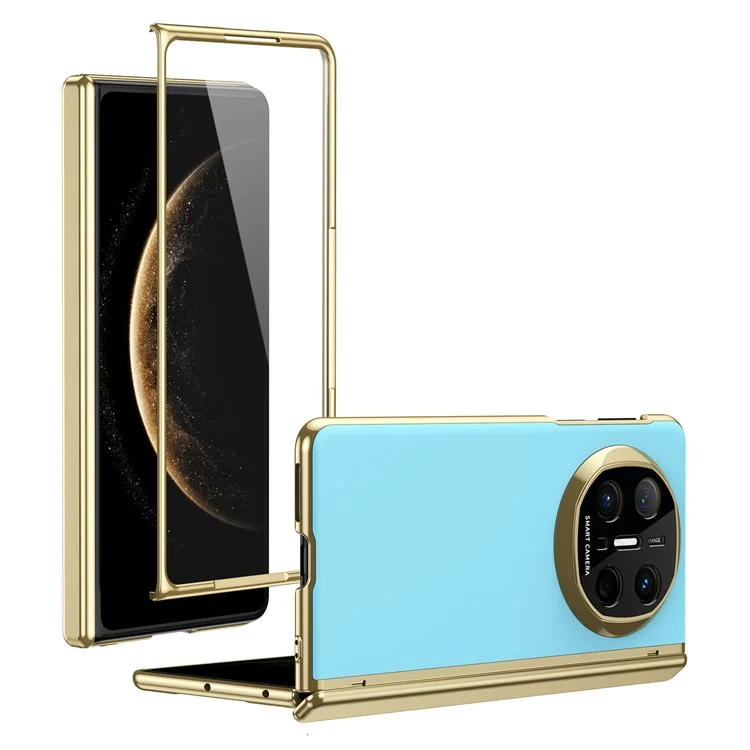 For Huawei Mate X6 Case AG Matte Hard PC Folding Phone Cover with Tempered Glass Front Film - Baby Blue