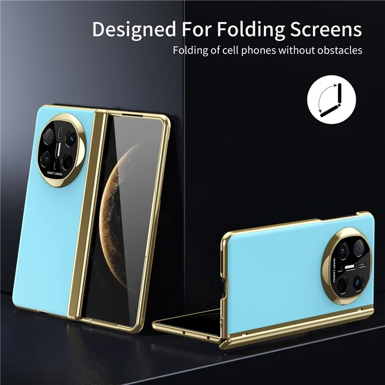 For Huawei Mate X6 Case AG Matte Hard PC Folding Phone Cover with Tempered Glass Front Film - Baby Blue