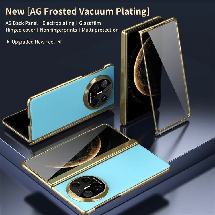 For Huawei Mate X6 Case AG Matte Hard PC Folding Phone Cover with Tempered Glass Front Film - Baby Blue