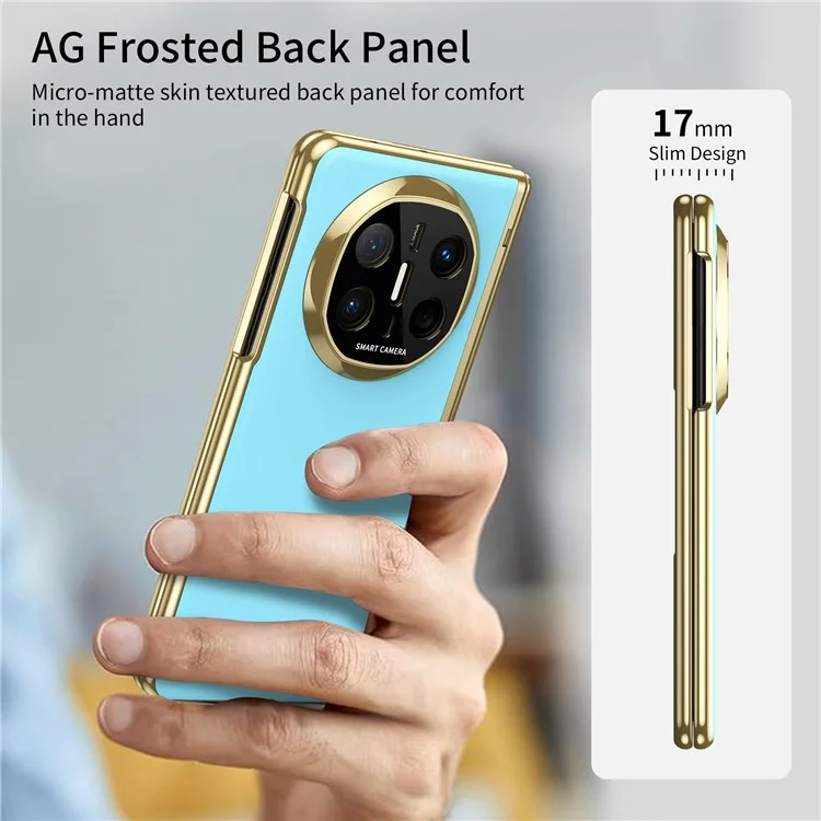 For Huawei Mate X6 Case AG Matte Hard PC Folding Phone Cover with Tempered Glass Front Film - Baby Blue
