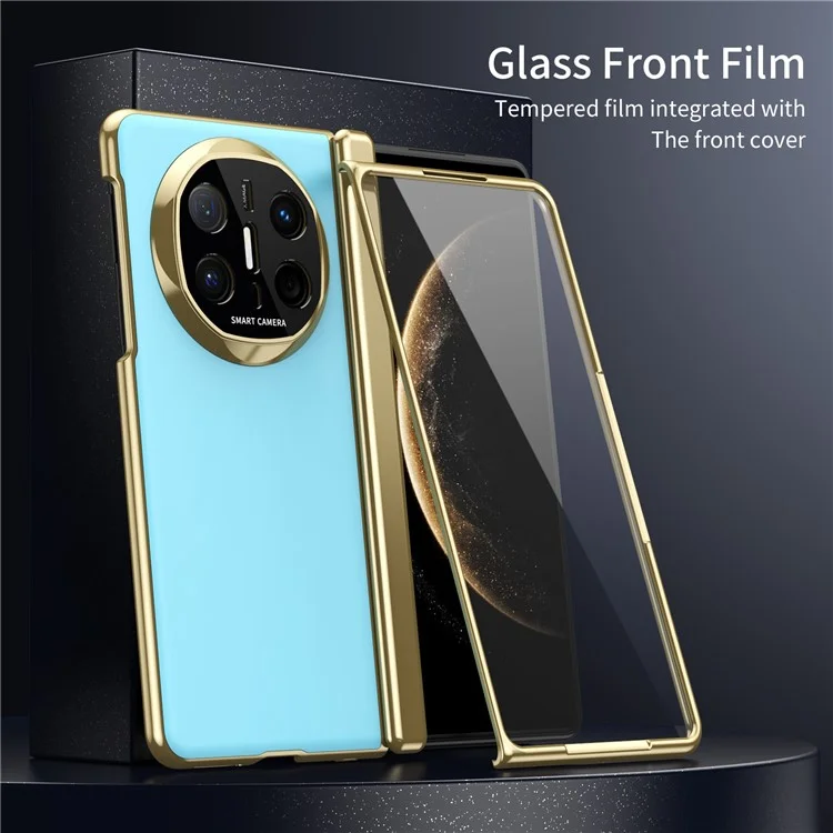 For Huawei Mate X6 Case AG Matte Hard PC Folding Phone Cover with Tempered Glass Front Film - Baby Blue