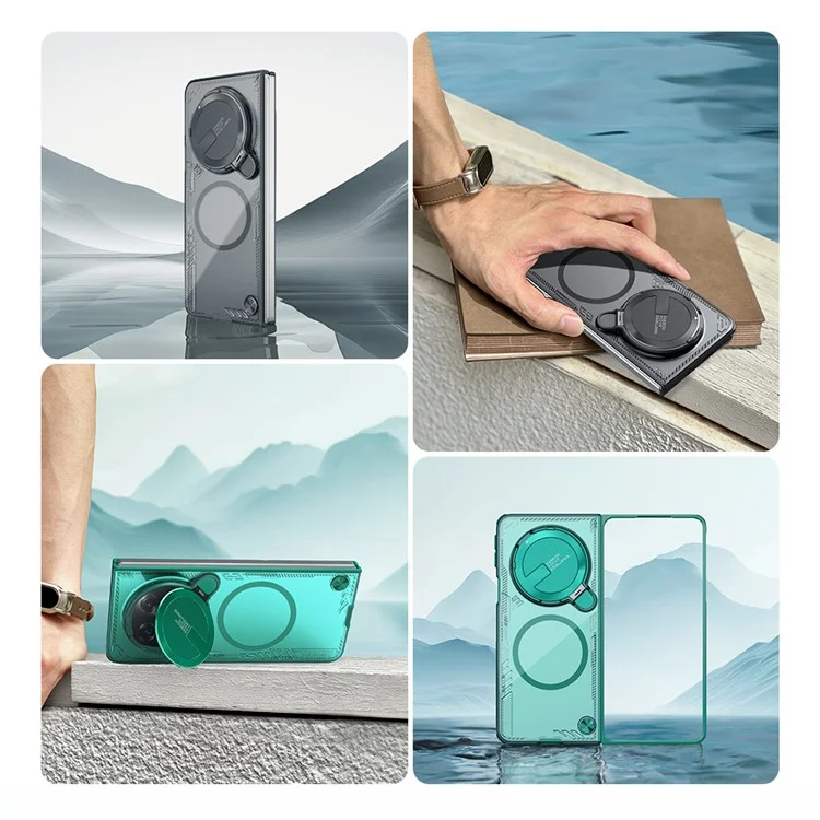 NILLKIN Iceblade FOLD для Oppo Find N5 5G чехол, совместимый с MagSafe, с крышкой объектива и подставкой, из поликарбоната и TPU - Зеленый