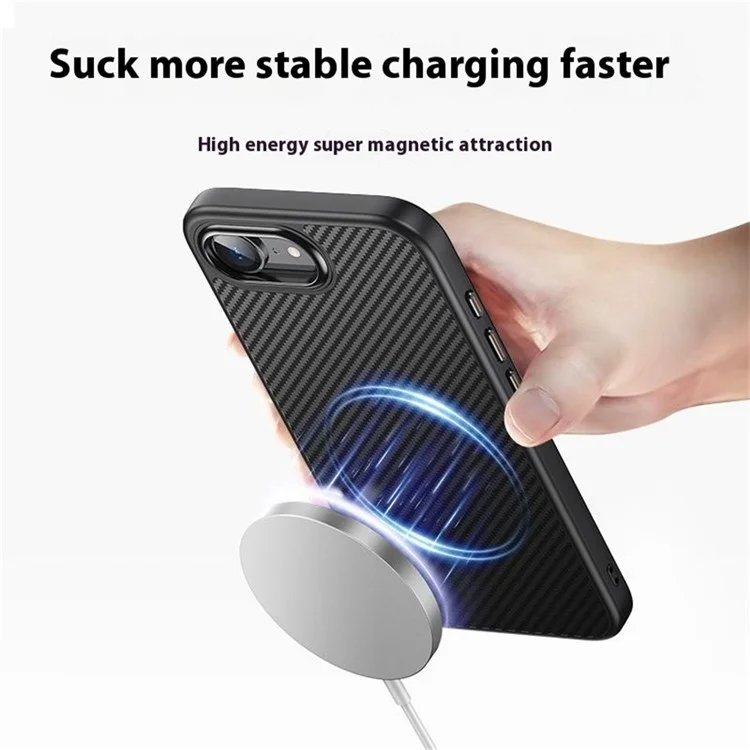 For iPhone 16e Magnetic Case Carbon Fiber Texture PC + TPU Cover