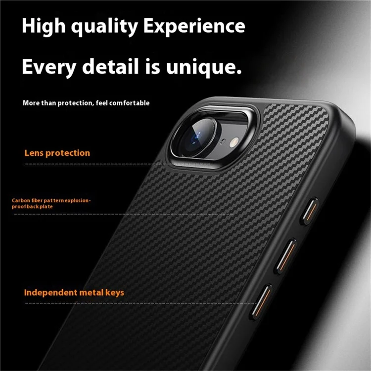 For iPhone 16e Magnetic Case Carbon Fiber Texture PC + TPU Cover