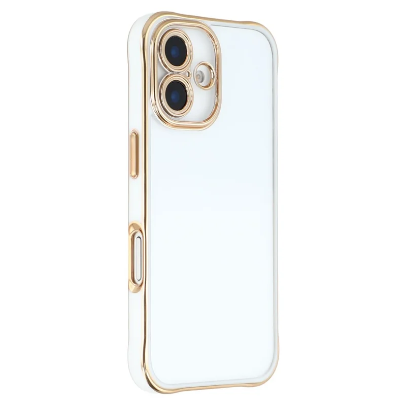 For iPhone 16 Electroplated Case 2.0mm Thick Acrylic TPU Hybrid Shockproof Phone Cover - White
