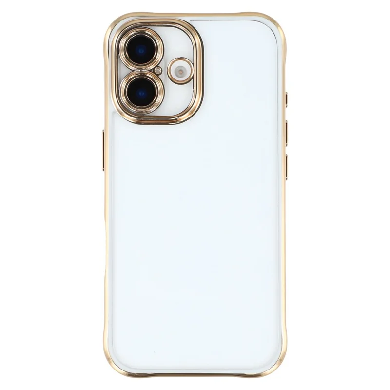 For iPhone 16 Electroplated Case 2.0mm Thick Acrylic TPU Hybrid Shockproof Phone Cover - White