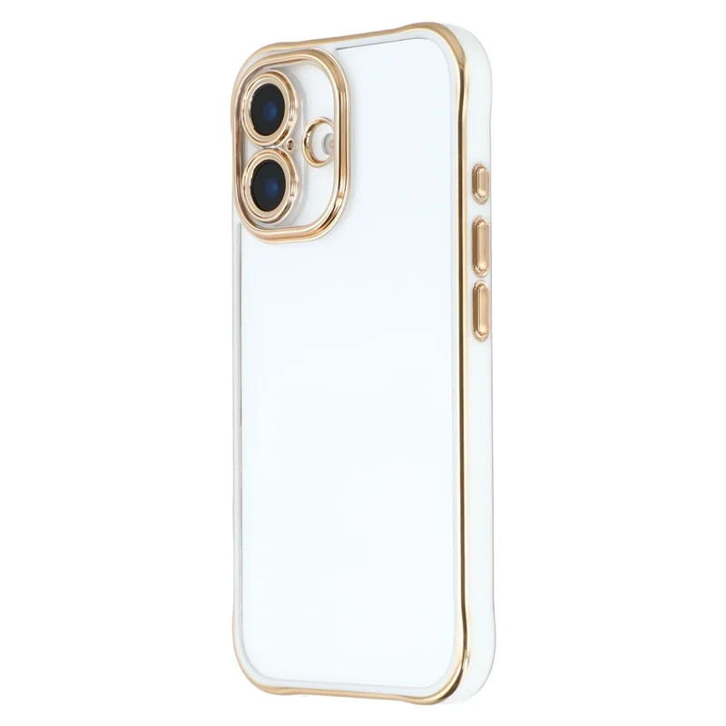 For iPhone 16 Electroplated Case 2.0mm Thick Acrylic TPU Hybrid Shockproof Phone Cover - White