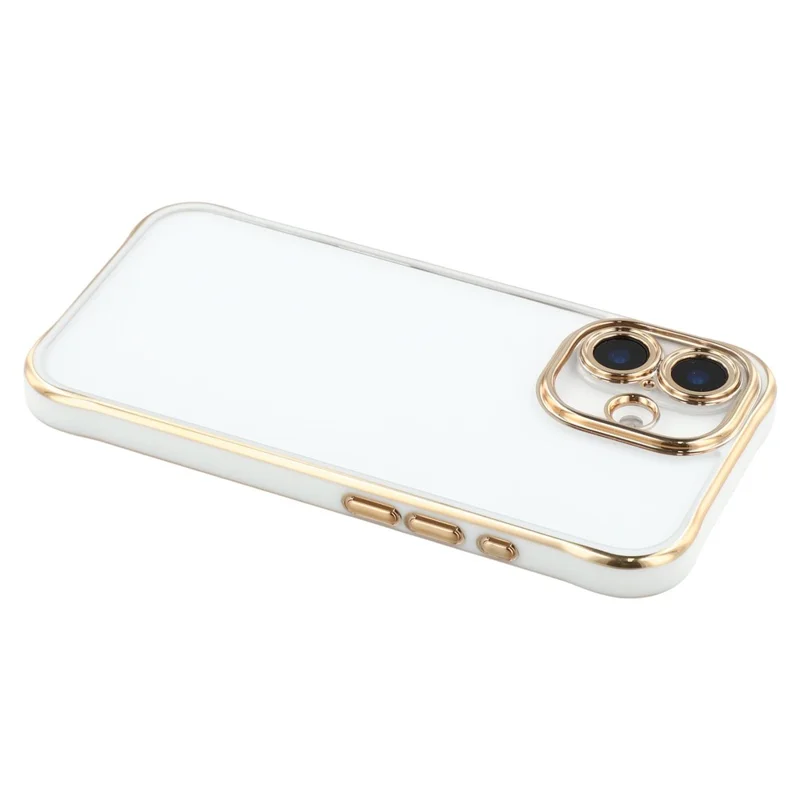 For iPhone 16 Electroplated Case 2.0mm Thick Acrylic TPU Hybrid Shockproof Phone Cover - White