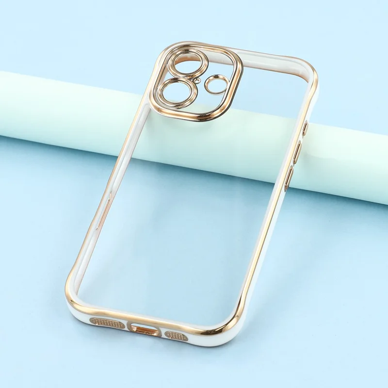 For iPhone 16 Electroplated Case 2.0mm Thick Acrylic TPU Hybrid Shockproof Phone Cover - White
