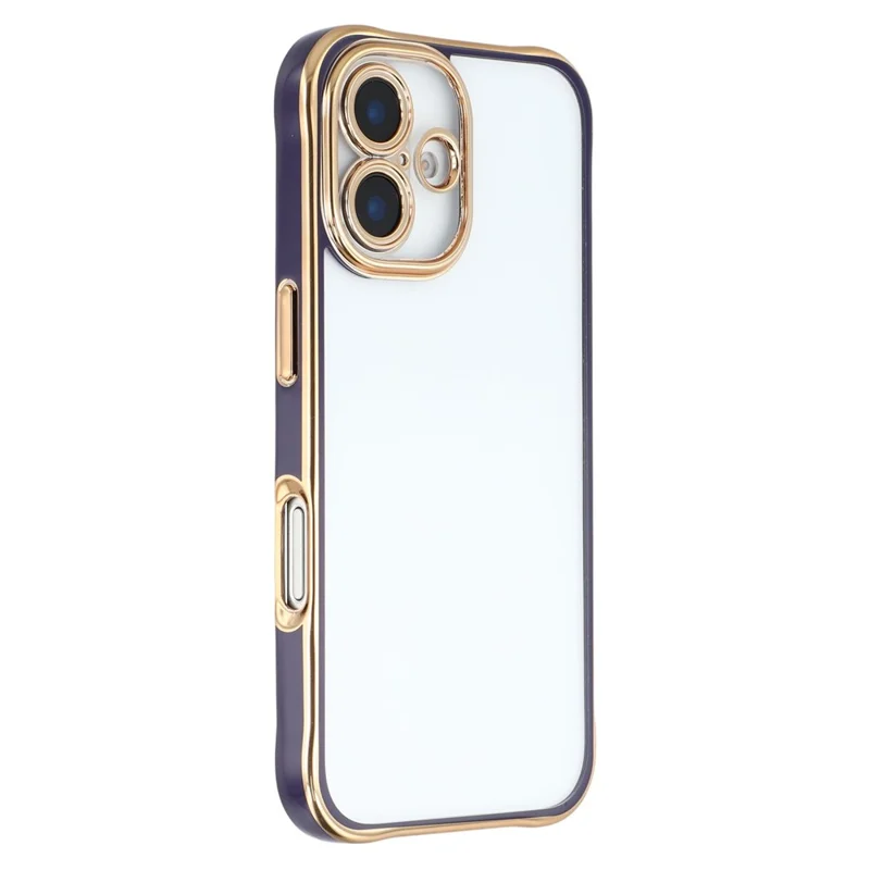 For iPhone 16 Electroplated Case 2.0mm Thick Acrylic TPU Hybrid Shockproof Phone Cover - Purple