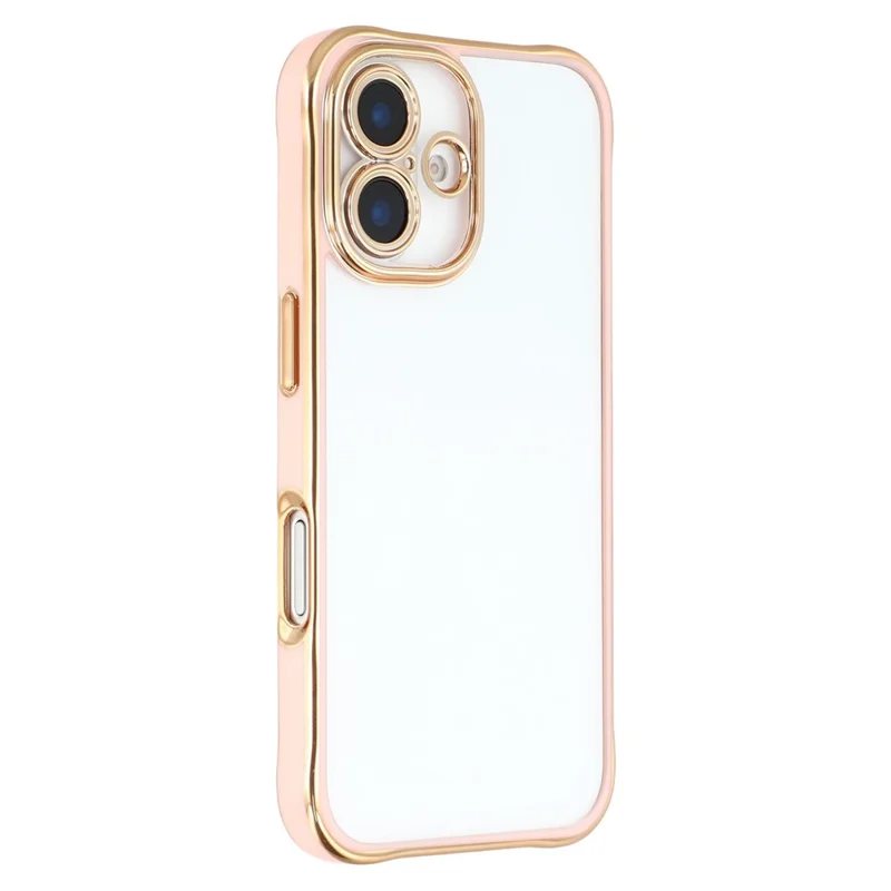 For iPhone 16 Electroplated Case 2.0mm Thick Acrylic TPU Hybrid Shockproof Phone Cover - Pink