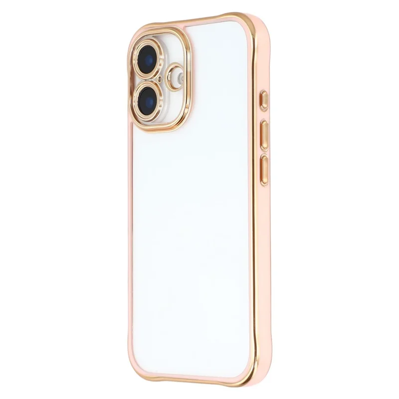For iPhone 16 Electroplated Case 2.0mm Thick Acrylic TPU Hybrid Shockproof Phone Cover - Pink