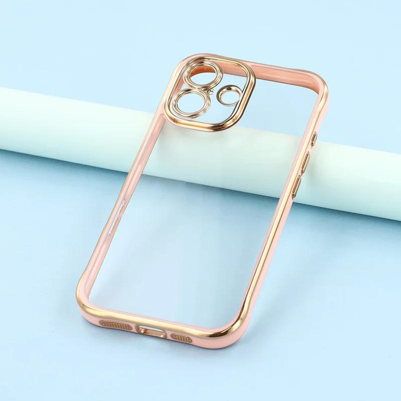 For iPhone 16 Electroplated Case 2.0mm Thick Acrylic TPU Hybrid Shockproof Phone Cover - Pink
