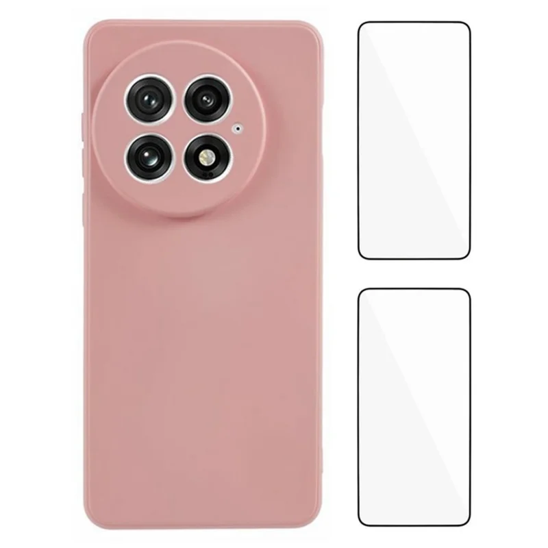 WANLONFENG RB3 Series For OnePlus 13 Case with 2Pcs Screen Film Precise Lens Hole Soft TPU Phone Back Cover - Pink
