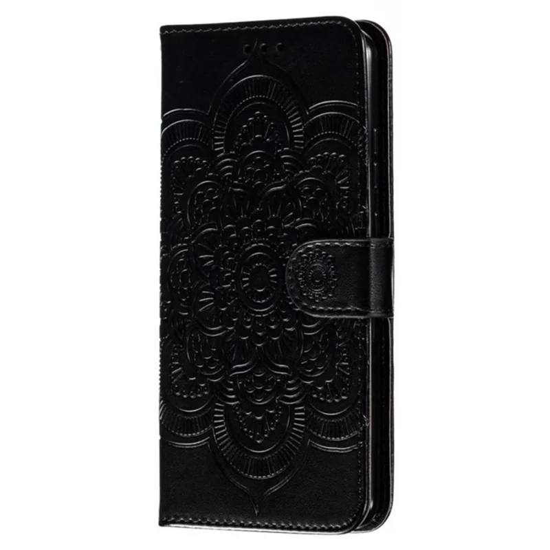 For Samsung Galaxy A56 5G / M56 5G Case PU Leather Mandala Imprinted Design Wallet Phone Cover - Black