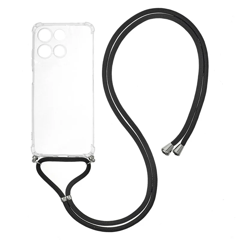 For Motorola Moto G15 4G Case Reinforced Corner TPU Clear Phone Cover with Lanyard