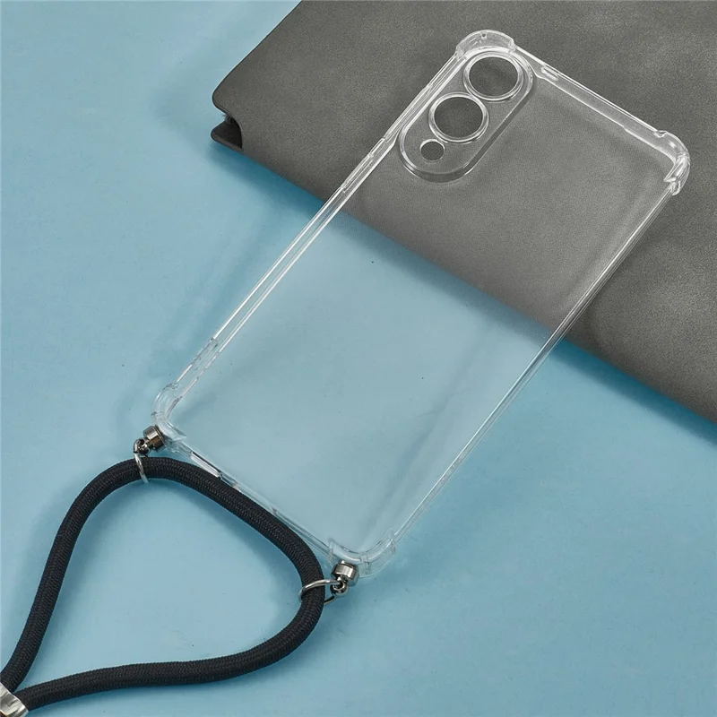 For Samsung Galaxy S25 Edge Case Reinforced Corner TPU Clear Phone Cover with Lanyard
