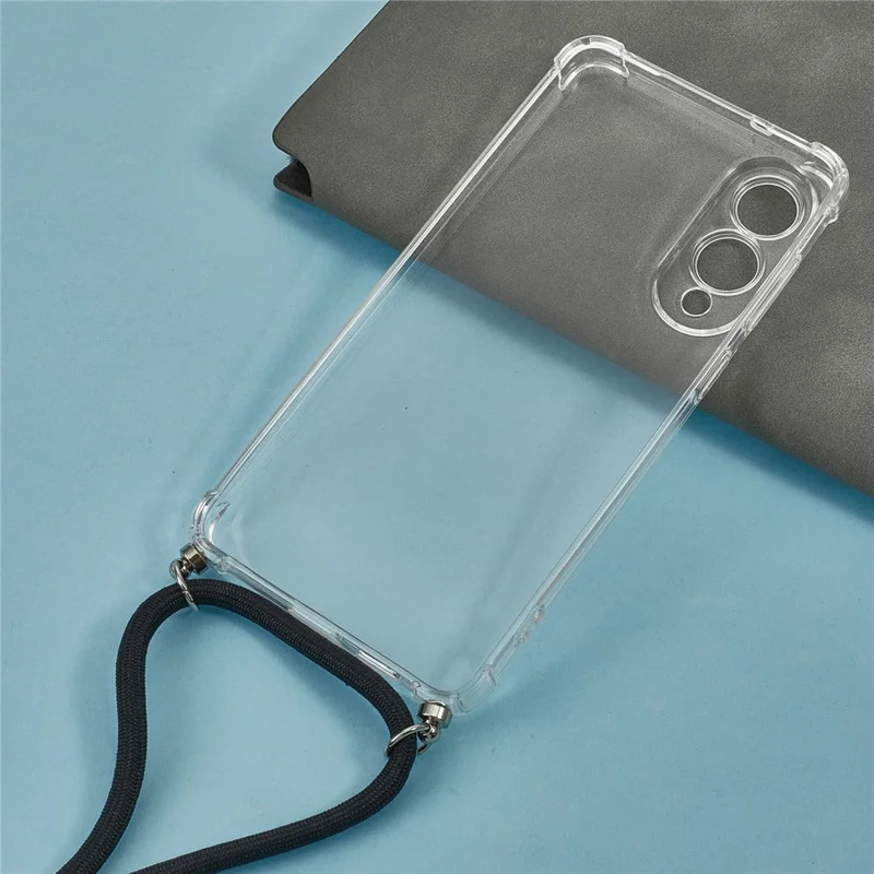 For Samsung Galaxy S25 Edge Case Reinforced Corner TPU Clear Phone Cover with Lanyard