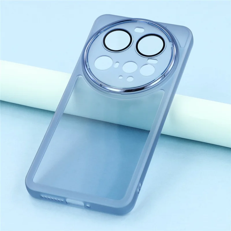 For Xiaomi 15 Ultra Case Electroplated Camera Frame TPU Phone Cover - Transparent Blue