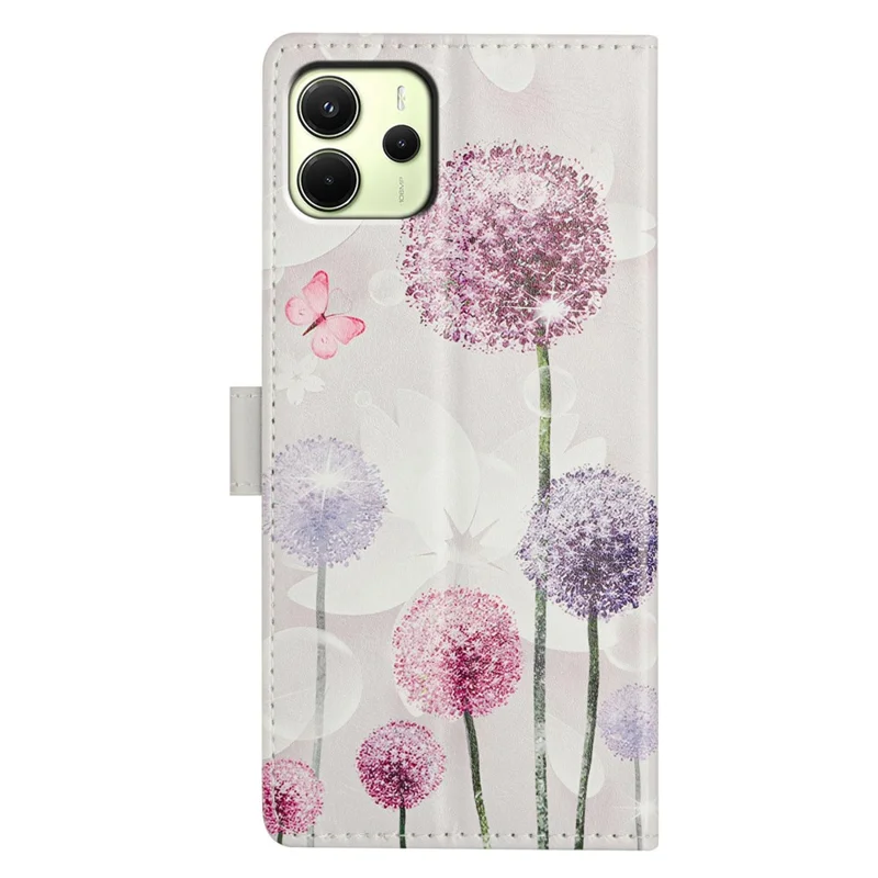 For Xiaomi Redmi Note 14 4G (164.84mm) Case Pattern Printing Wallet Stand Flip Leather Phone Cover - Dandelion