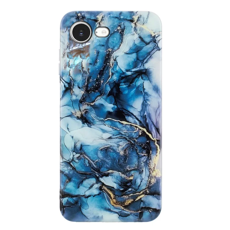 For iPhone 16e Case Marble Pattern Painted TPU Phone Back Cover - Grey