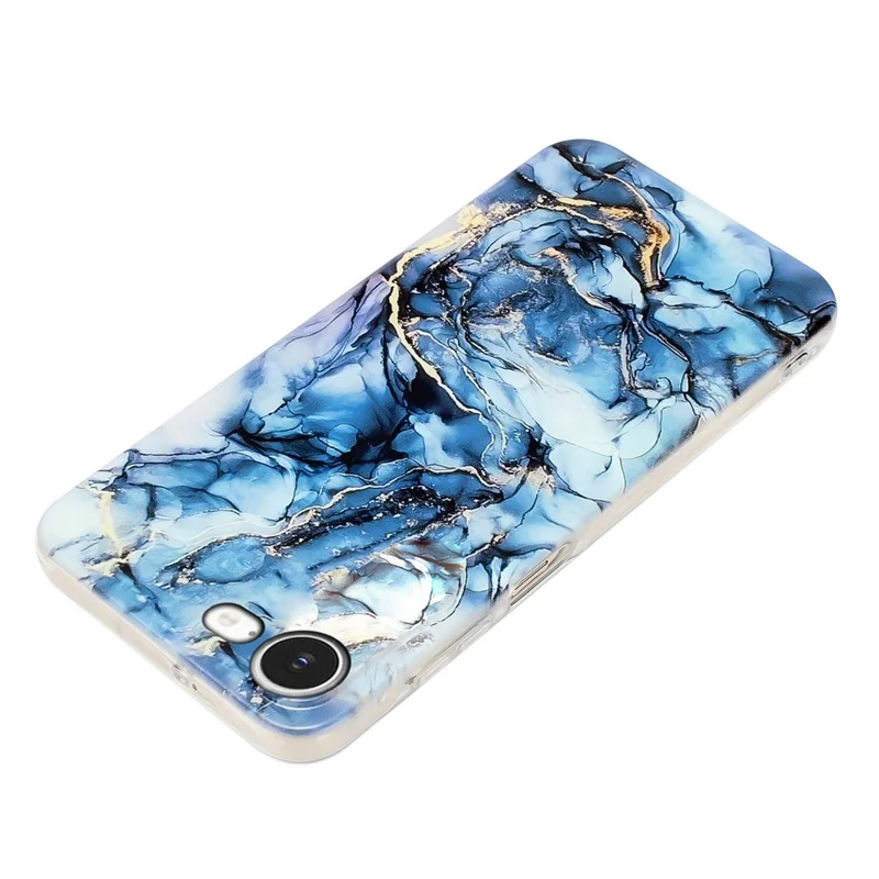For iPhone 16e Case Marble Pattern Painted TPU Phone Back Cover - Grey