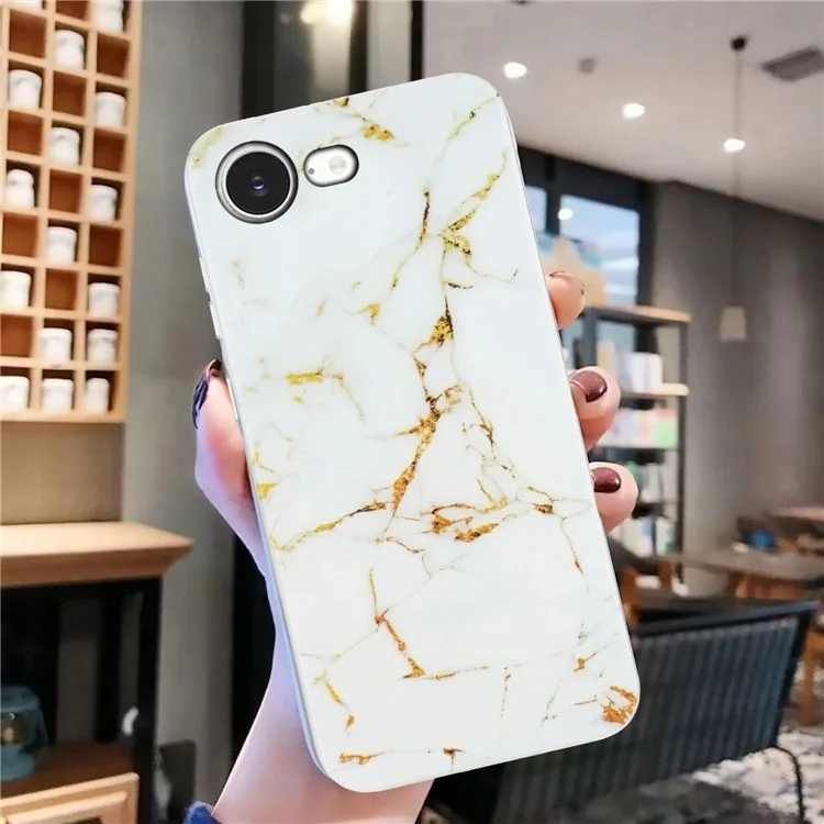 Für iPhone 16e Hülle Marmormuster bemalt TPU Handyhülle - Weiß