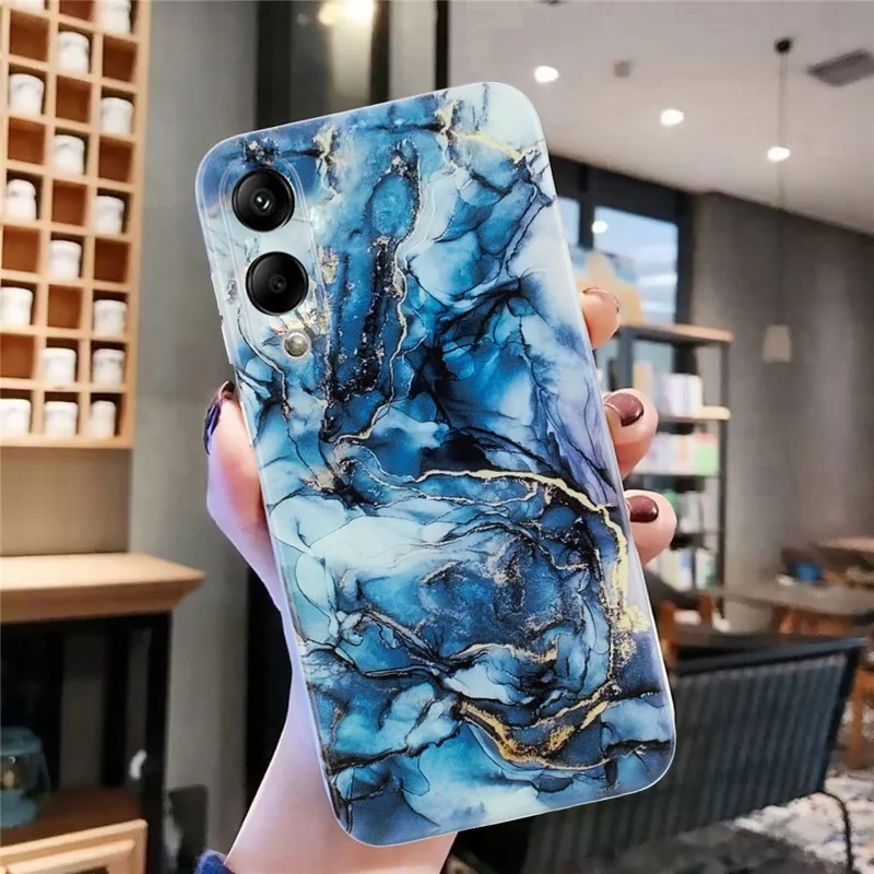 For Samsung Galaxy S25 Edge Case Marble Pattern Painted TPU Phone Back Cover - Grey