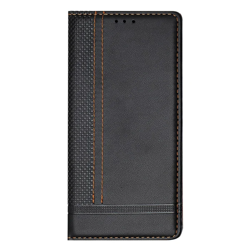 For iPhone 16e Case L-Shaped Grid Pattern Leather Stand Phone Cover with Card Slots - Black