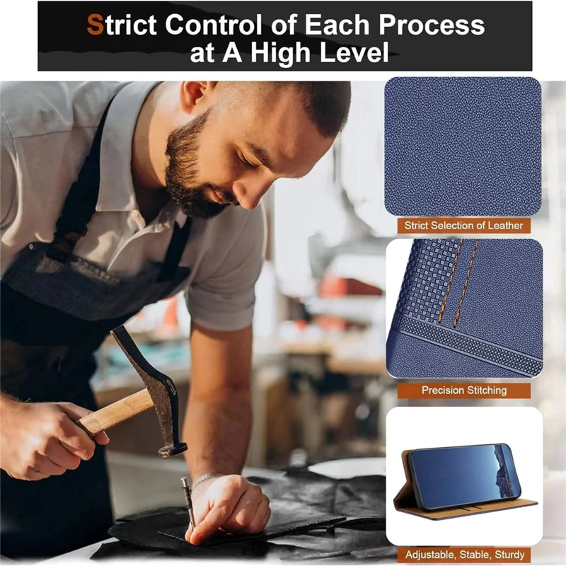 For iPhone 17e / 16e Case L-Shaped Grid Pattern Leather Stand Phone Cover with Card Slots - Blue