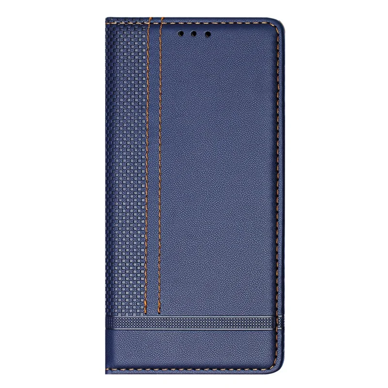 For iPhone 17e / 16e Case L-Shaped Grid Pattern Leather Stand Phone Cover with Card Slots - Blue