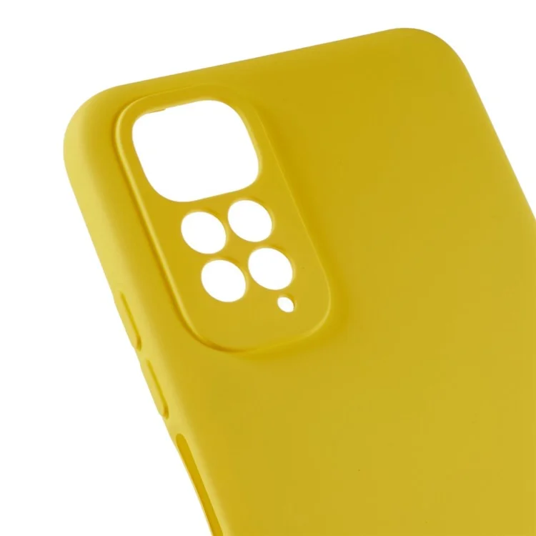 Per Xiaomi Redmi Note 11S 4G Liquid Silicone Texture Feeling Phone Anti-drop Cover 2.0mm Thick Arc Edge TPU Case - Giallo
