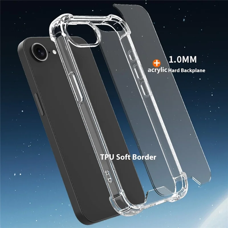 For iPhone 17e / 16e Case Reinforced Corners TPU Frame + Acrylic Back Phone Cover