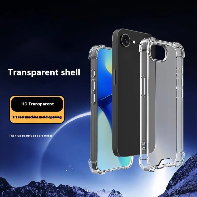 للهاتف iPhone 16e غطاء هاتف شفاف من مادة TPU + أكريليك 1.5 مم مقاوم للصدمات