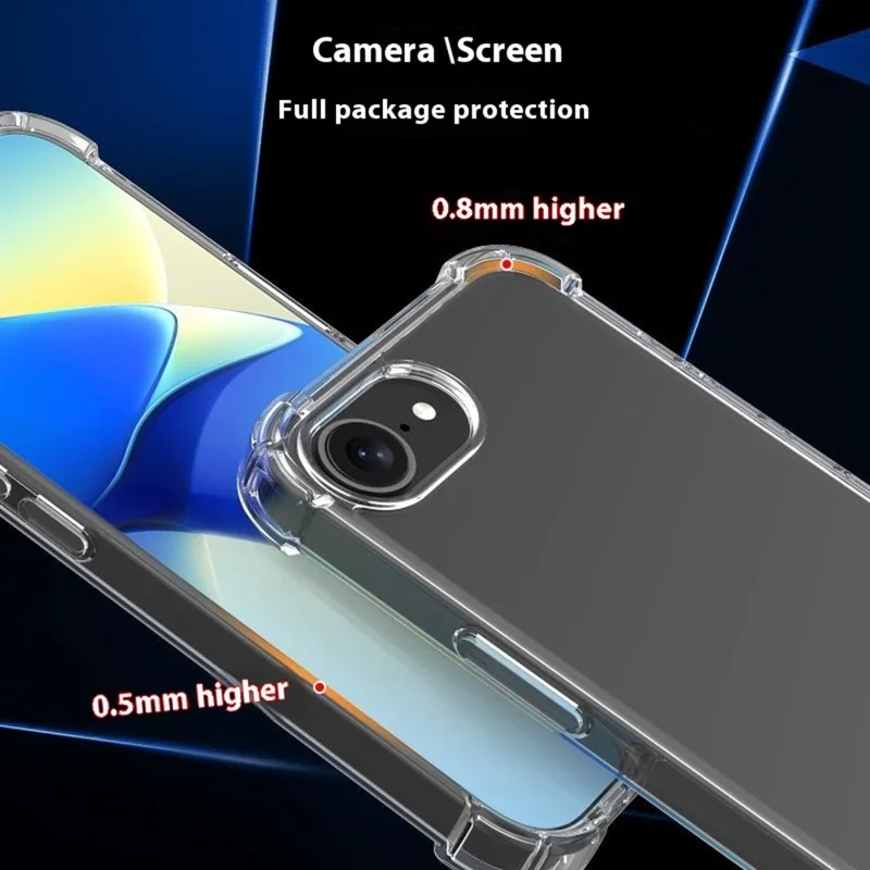 للهاتف iPhone 16e غطاء هاتف شفاف من مادة TPU + أكريليك 1.5 مم مقاوم للصدمات