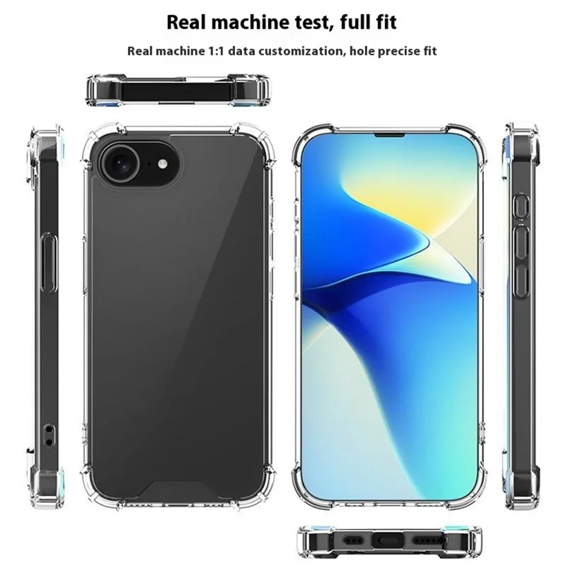 للهاتف iPhone 16e غطاء هاتف شفاف من مادة TPU + أكريليك 1.5 مم مقاوم للصدمات
