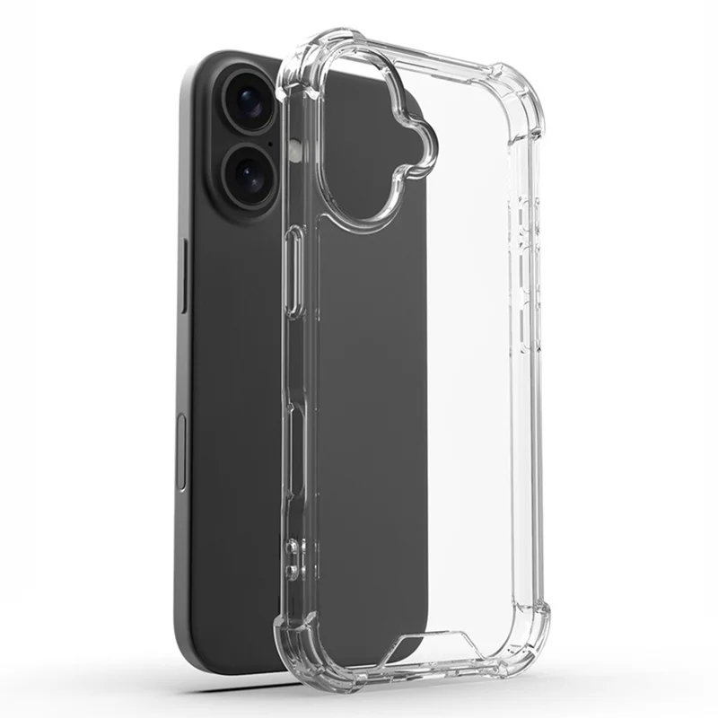 For iPhone 16 Clear Phone Case TPU + Acrylic 1.5mm Shockproof Back Cover