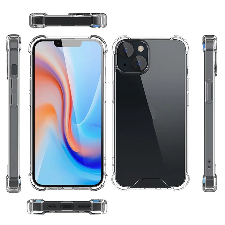 For iPhone 15 Clear Phone Case TPU + Acrylic 1.5mm Shockproof Back Cover