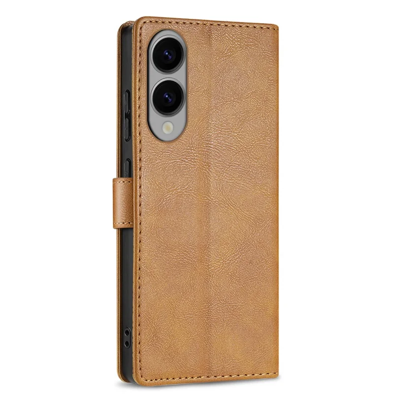 N.BEKUS CSJ-001 For 	Samsung Galaxy S25 Edge Stand Case PU Leather Wallet Phone Cover - Brown