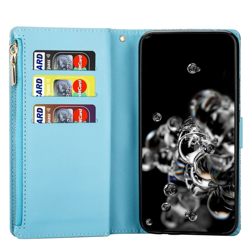 For Samsung Galaxy S25 Edge Case Starry Sky Carving Leather Wallet Phone Cover - Blue