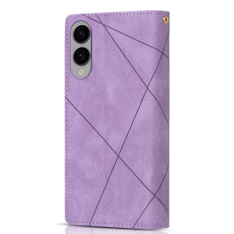 For Samsung Galaxy S25 Edge Wallet Case Color Splicing Leather Phone Cover with Stand - Purple