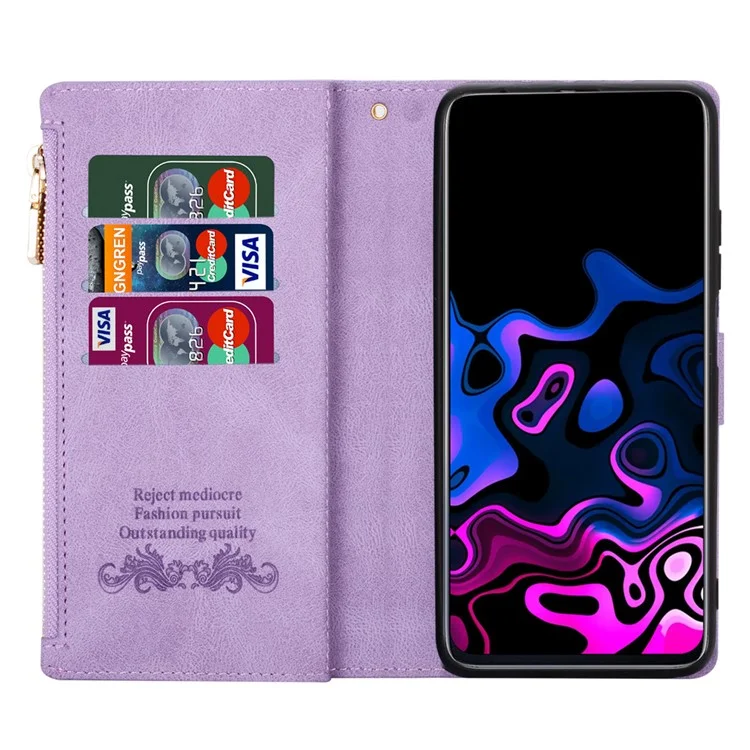 For Samsung Galaxy S25 Edge Wallet Case Color Splicing Leather Phone Cover with Stand - Purple